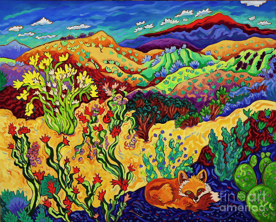 Desert Fox Tapestry Painting by Cathy Carey