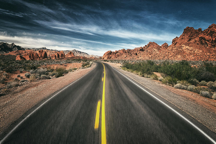 Las Vegas Photograph - Desert Highway by Robert Fawcett