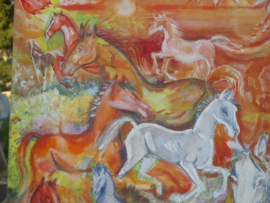 Desert Horses Painting by Helene Messina - Pixels