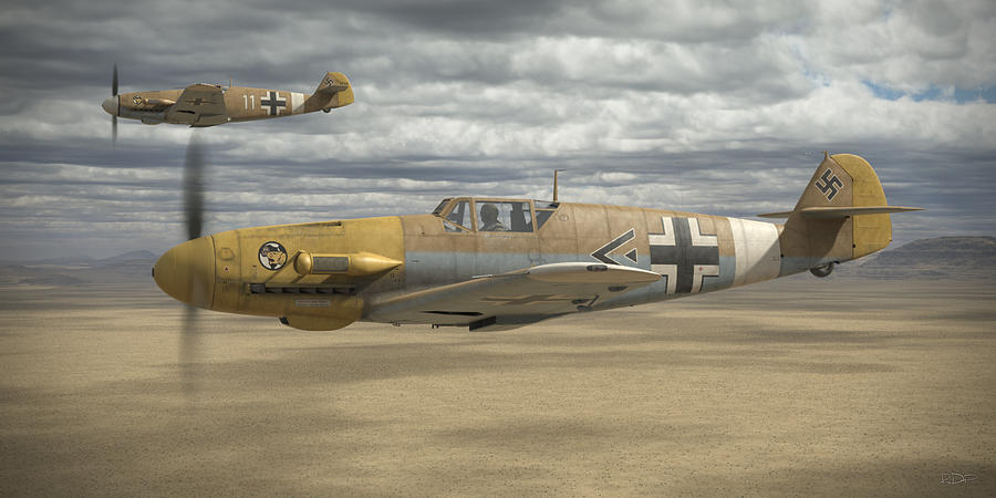 Wwii Digital Art - Bf 109 -- Desert Hunters by Robert D Perry