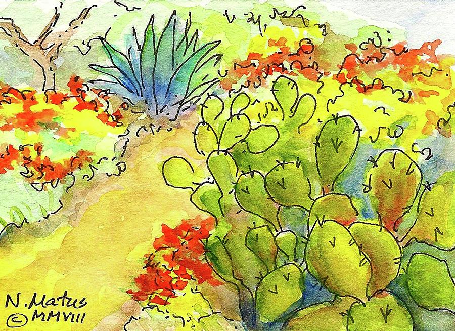 Tucson Painting - Desert In Bloom by Nancy Matus