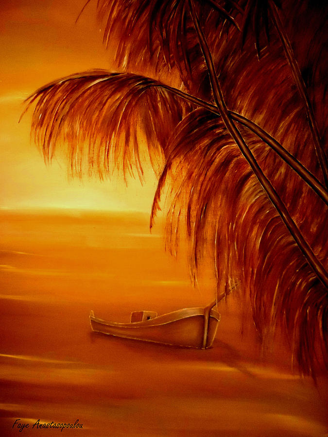 Boat Painting - Desert Island by Faye Anastasopoulou
