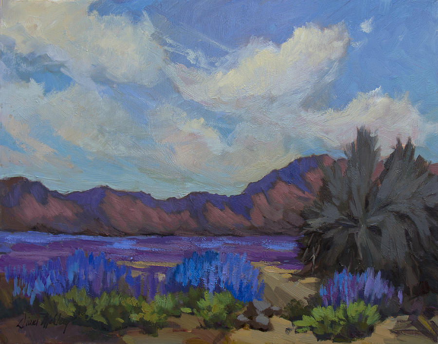 Desert Lupines in Bloom Painting by Diane McClary