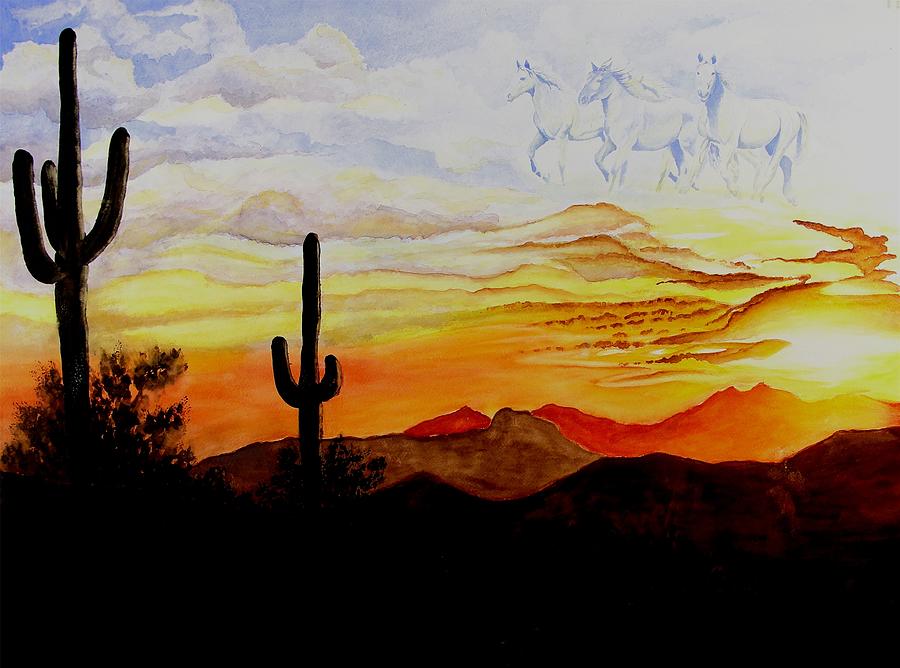 Desert Mustangs Painting by Jimmy Smith