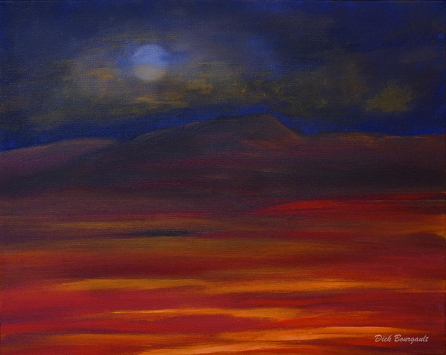 Desert Night Moon Painting by Dick Bourgault