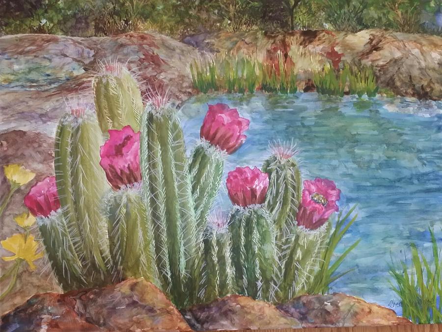 Desert Oasis Painting by Cheryl Wallace