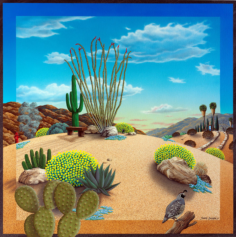 Desert Painting - Desert Quail by Snake Jagger Desert Painting - Desert Quail by Snake Jagger