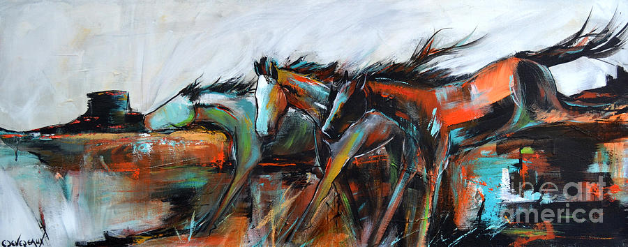 Desert Racers Painting by Cher Devereaux