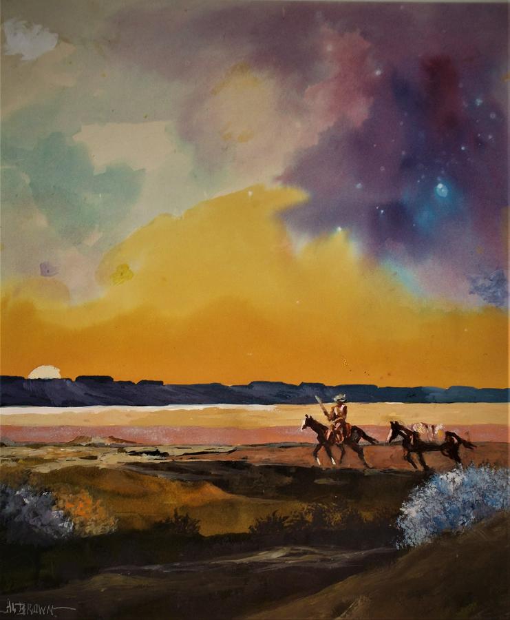 Desert Rider at Sunset Painting by Al Brown