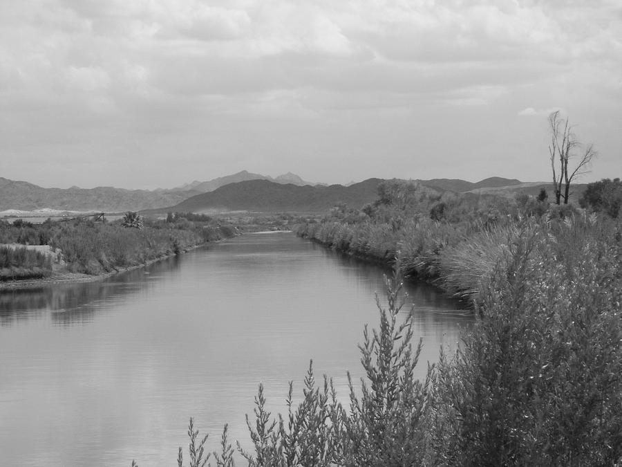 Black And White Photograph - Desert River in Black and White by Allison Whitener