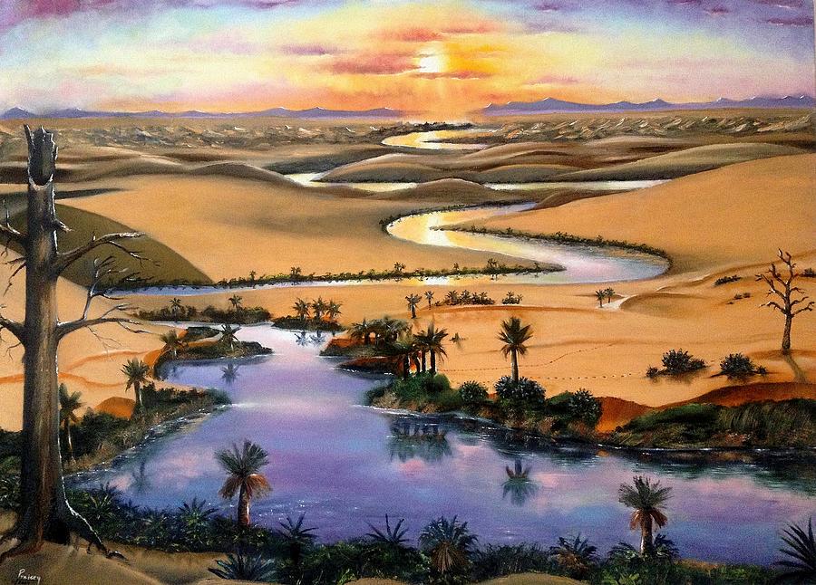Painting　Desert　Pixels　River　by　Praisey　Peter