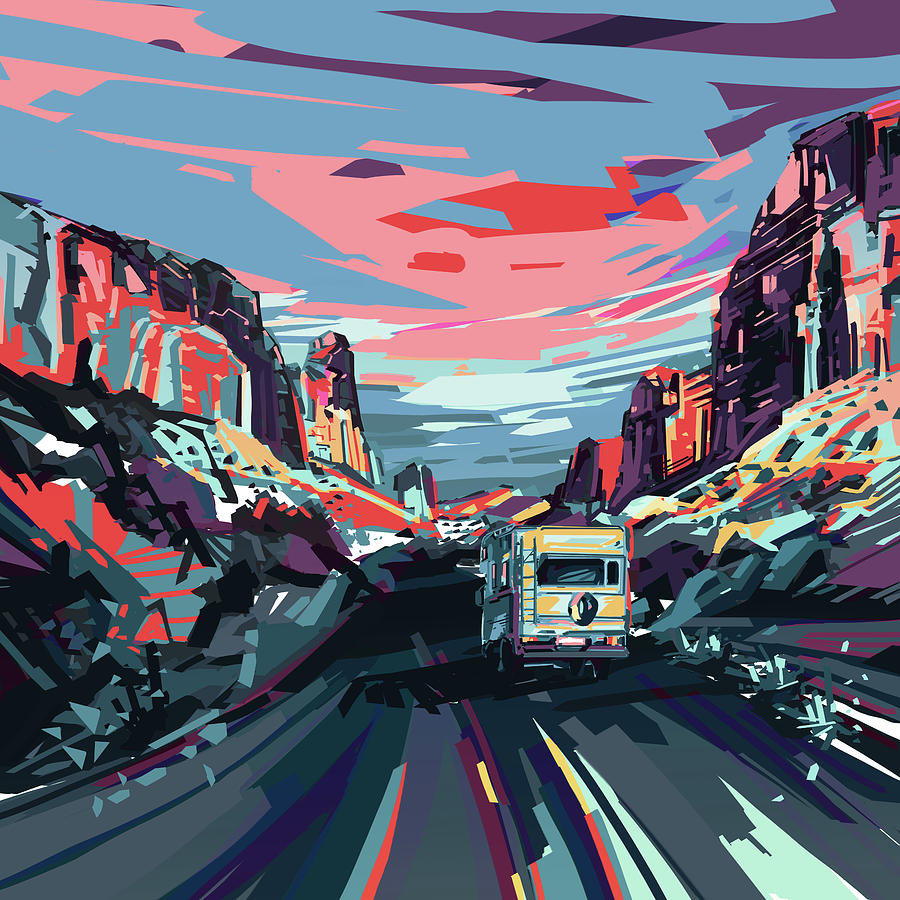 Desert Road Landscape Digital Art by Bekim M