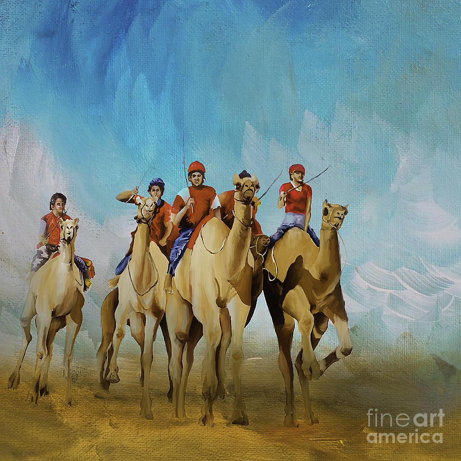 Camel Painting - Desert run  by Gull G