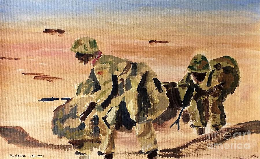 F 808  Desert Storm 1991 Painting by Val Byrne