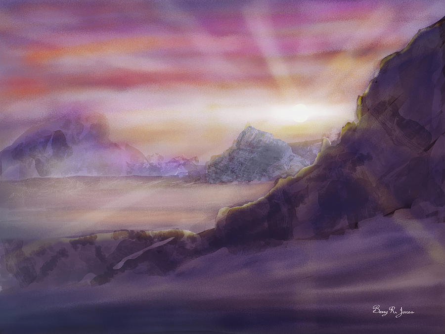 Mountain Digital Art - Desert Sunrise by Barry Jones