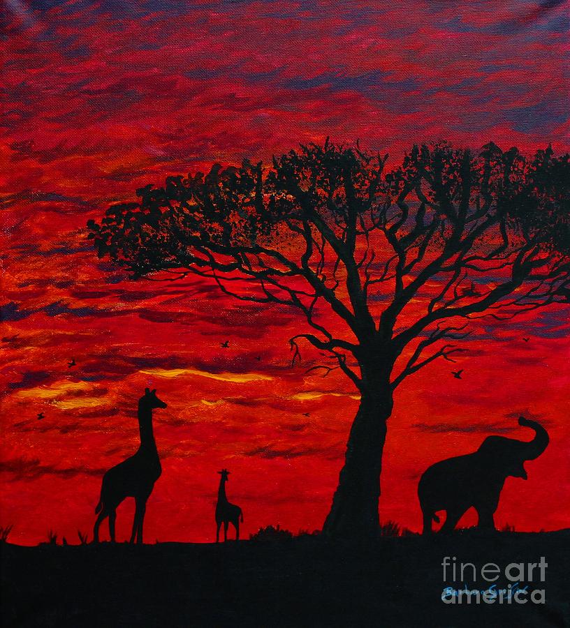 Desert Sunset 3 Painting by Barbara A Griffin