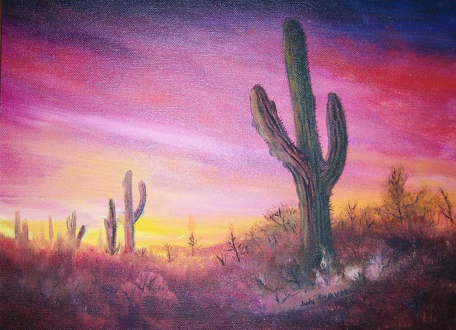 Desert Sunset Painting by Judy Groves - Fine Art America