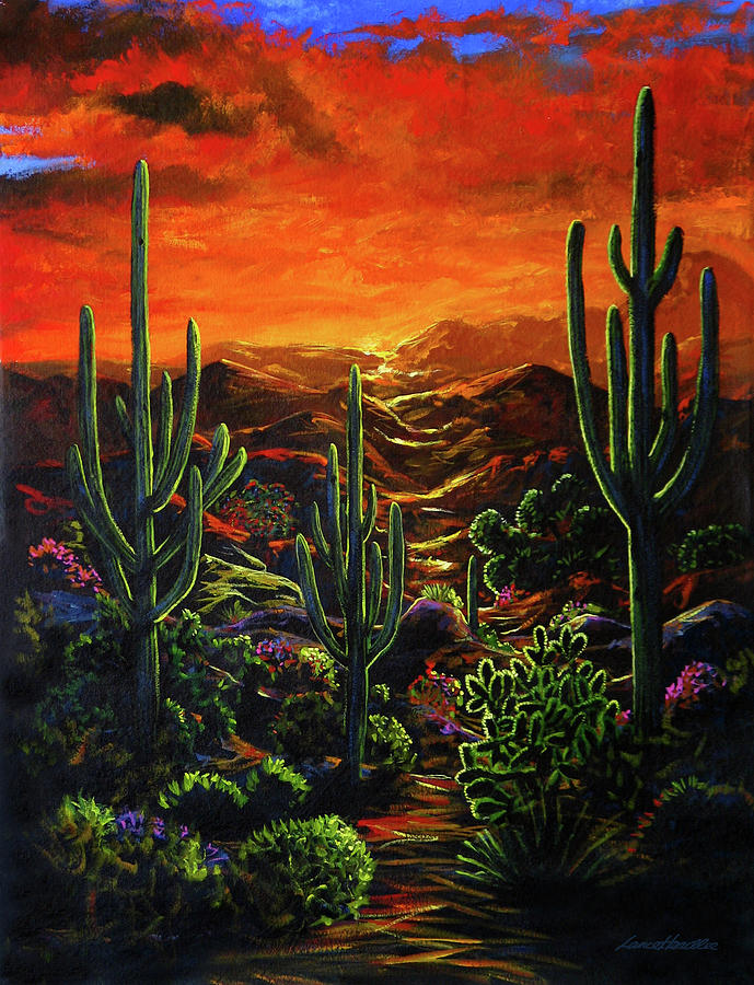 Desert Sunset Painting by Lance Headlee