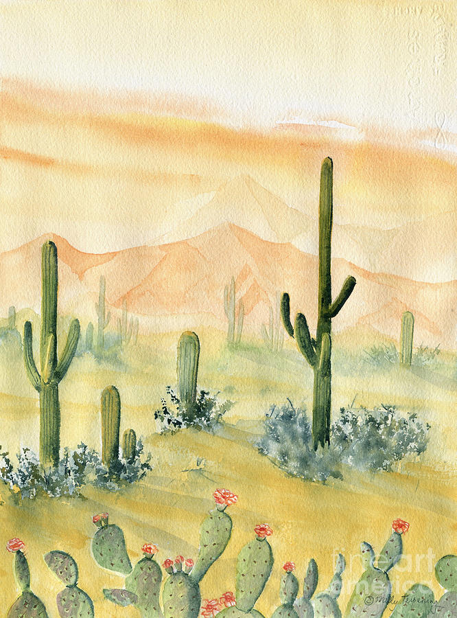 Desert Sunset Landscape Painting by Melly Terpening