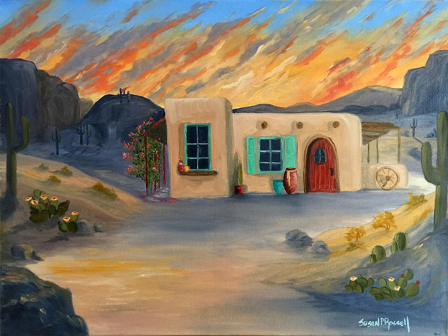 Sunset Painting - Desert Sunset by Susan  Rossell