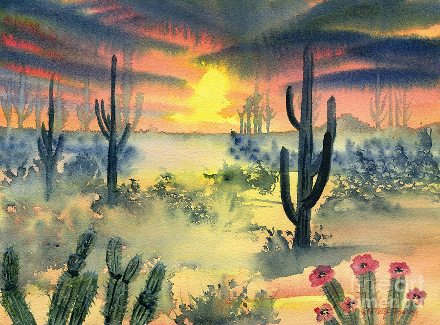 Sunset Painting - Desert Twilight by Melly Terpening