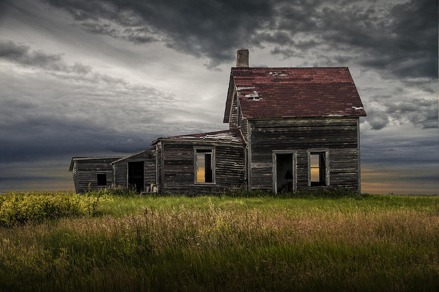 Deserted Dilapidated Prairie Farm House Photograph by Randall Nyhof