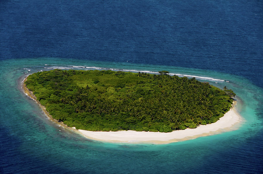 Deserted Island in Blue Ocean. Maldives  Photograph by Jenny Rainbow
