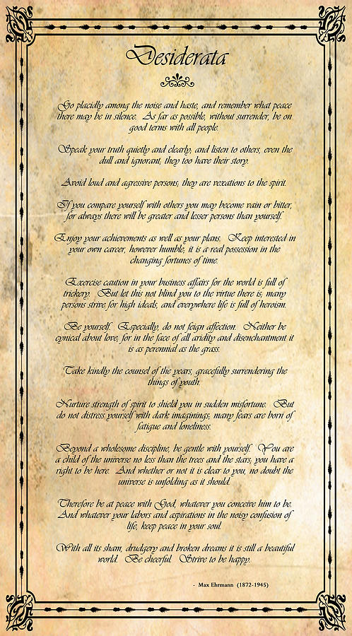 Desiderata Ornate Font Photograph by David Ross - Fine Art America