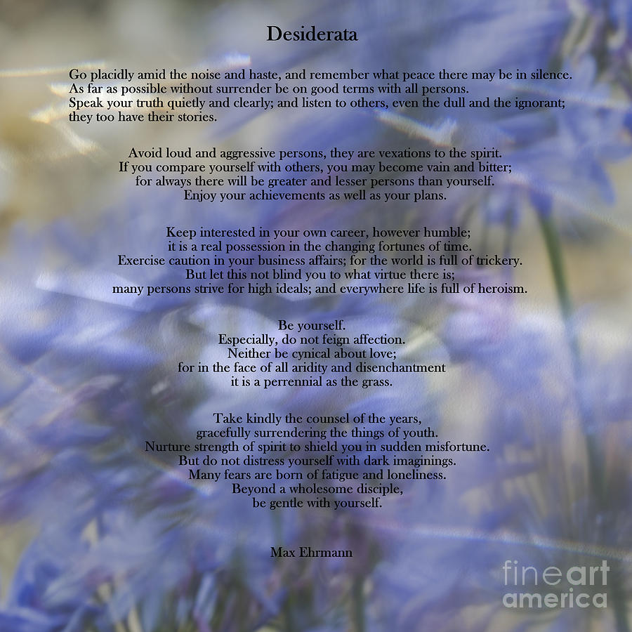 Desiderata Poem - Art 3 #42 Digital Art by Ella Kaye Dickey