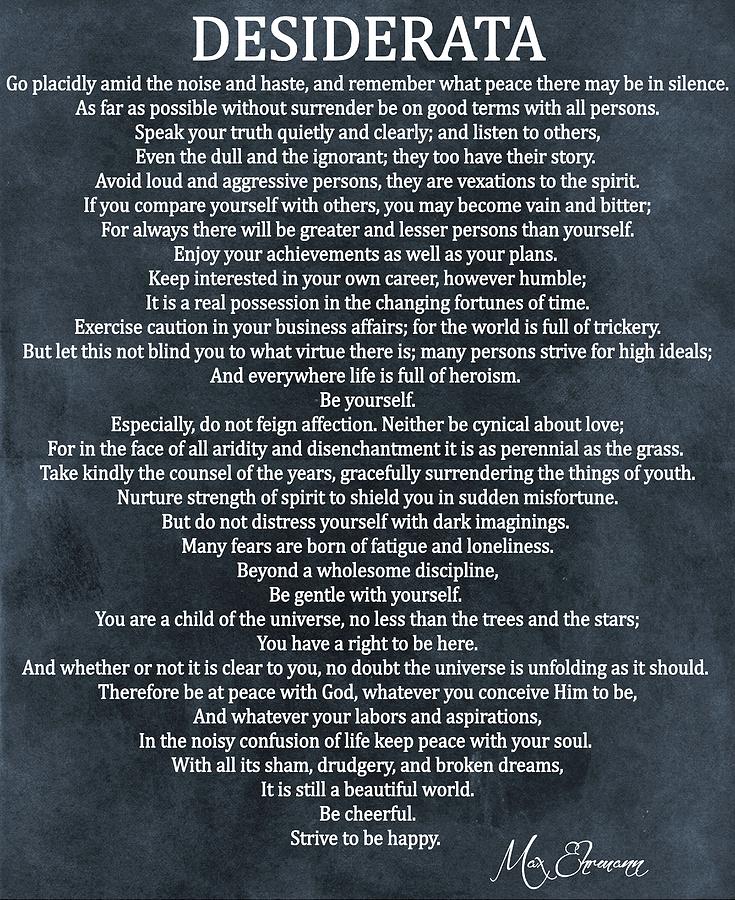 Desiderata Poem Digital Art - Desiderata Poem Cool Blue by Dan Sproul Desiderata Poem Digital Art - Desiderata Poem Cool Blue by Dan Sproul