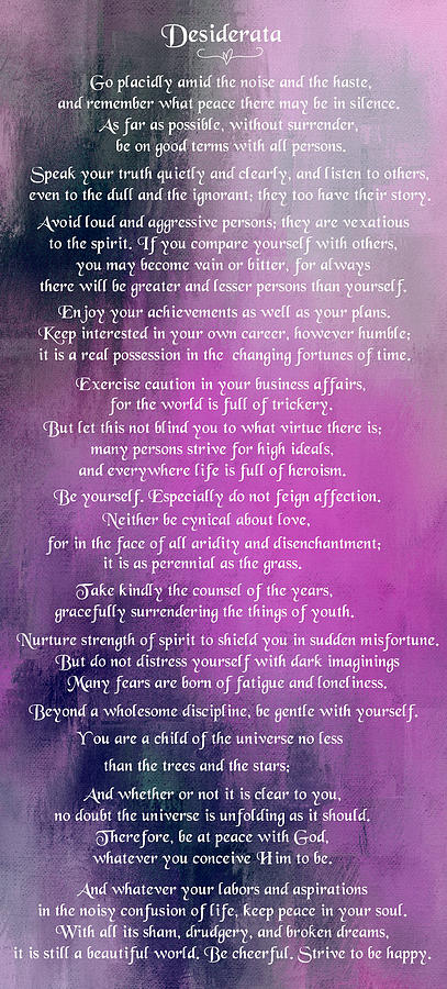 Desiderata - Purple1 Digital Art by Ericamaxine Price - Pixels