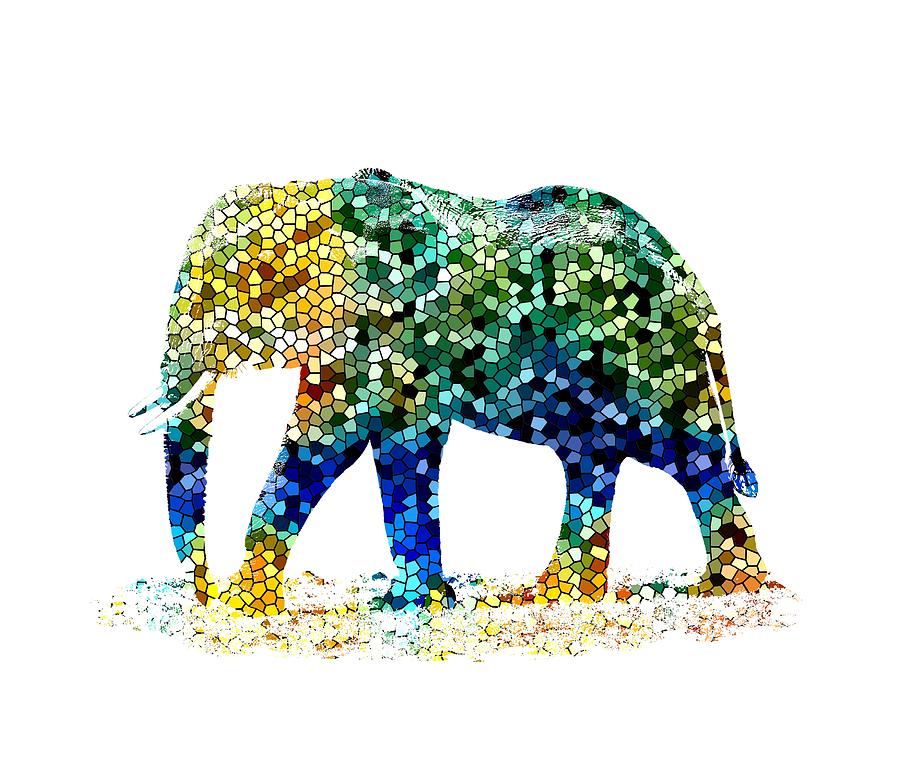 Design 36 Mosaic Elephant Digital Art by Lucie Dumas