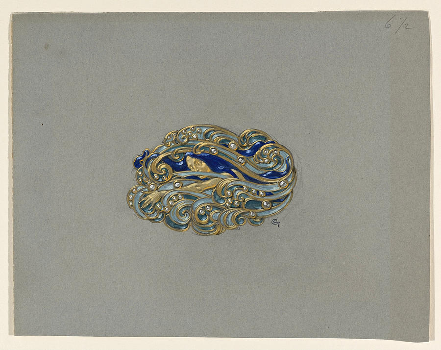 Design for a Brooch Drawing by Eugene Samuel Grasset