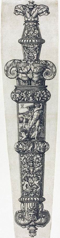  Design for a Dagger Sheath with Cain and Abel Drawing by Heinrich Aldegrever