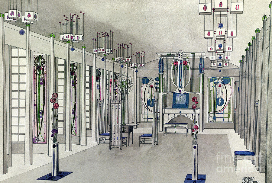 Charles Rennie Mackintosh Painting - Design for a Music Room with panels by Margaret Macdonald Mackintosh by Charles Rennie Mackintosh