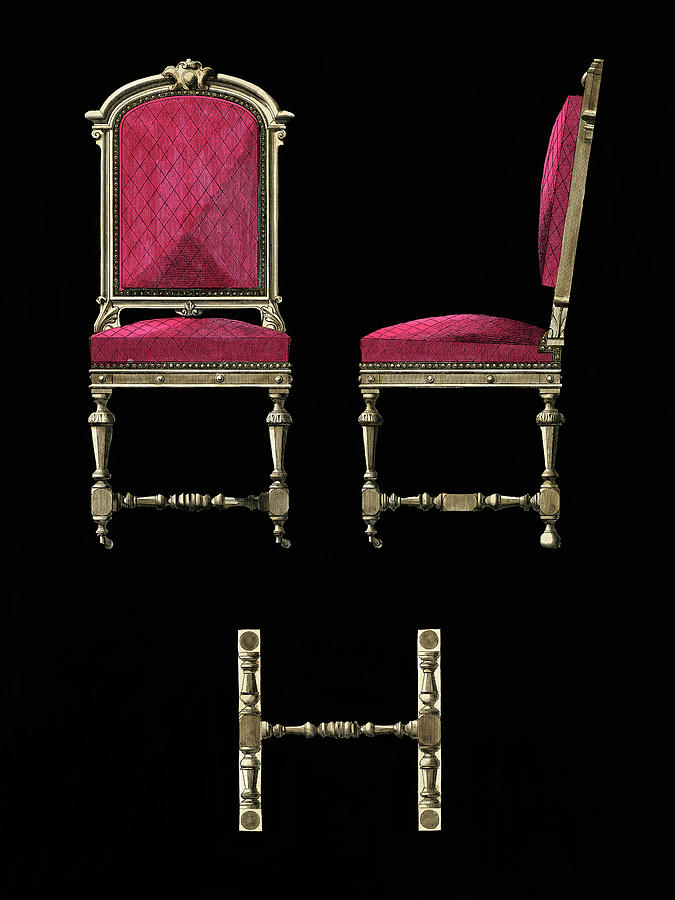 Design of an antique burgundy chair Painting by Vincent Monozlay