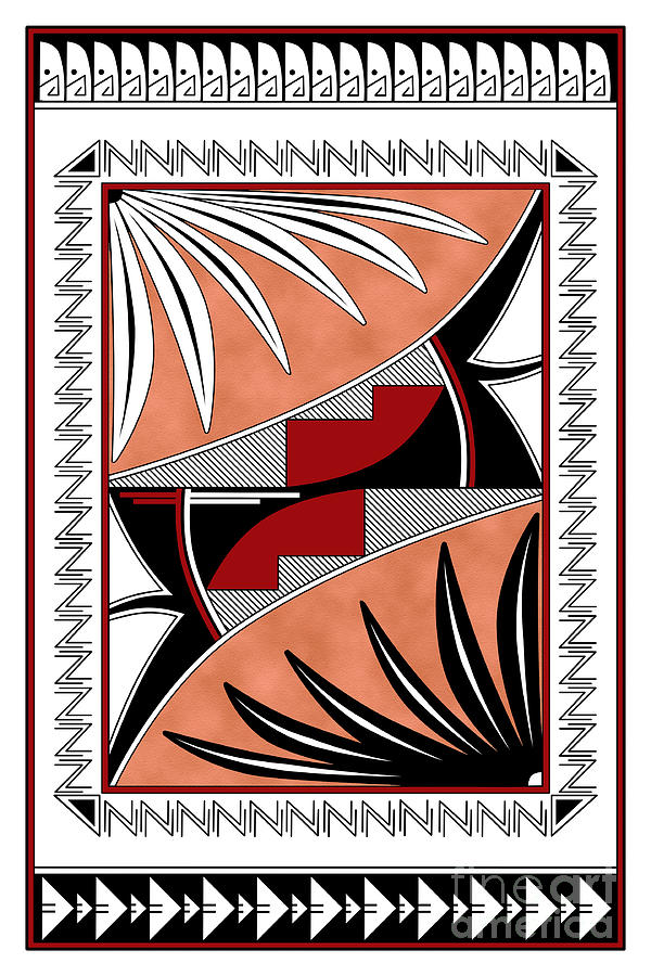 Abstract Digital Art - Southwest Collection - Design Three in Red by Tim Hightower