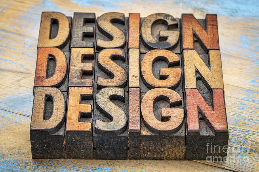 Design Word Abstract In Wood Type Photograph by Marek Uliasz