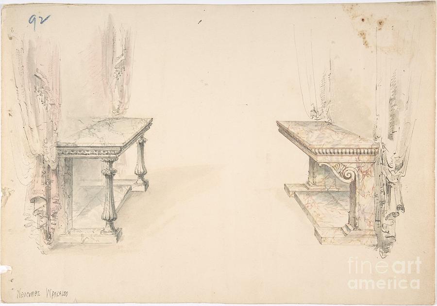 Designs for Two Marble Pier Tables with Draperies Painting by Celestial Images
