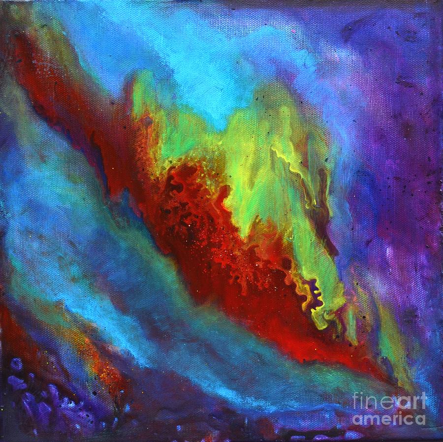 Desire a vibrant colorful abstract painting with a glittering center  Painting by Manjiri Kanvinde