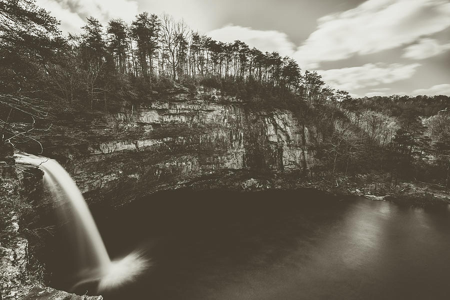 Desoto waterfall, Alabama. Black and white Photograph by Mati Krimerman