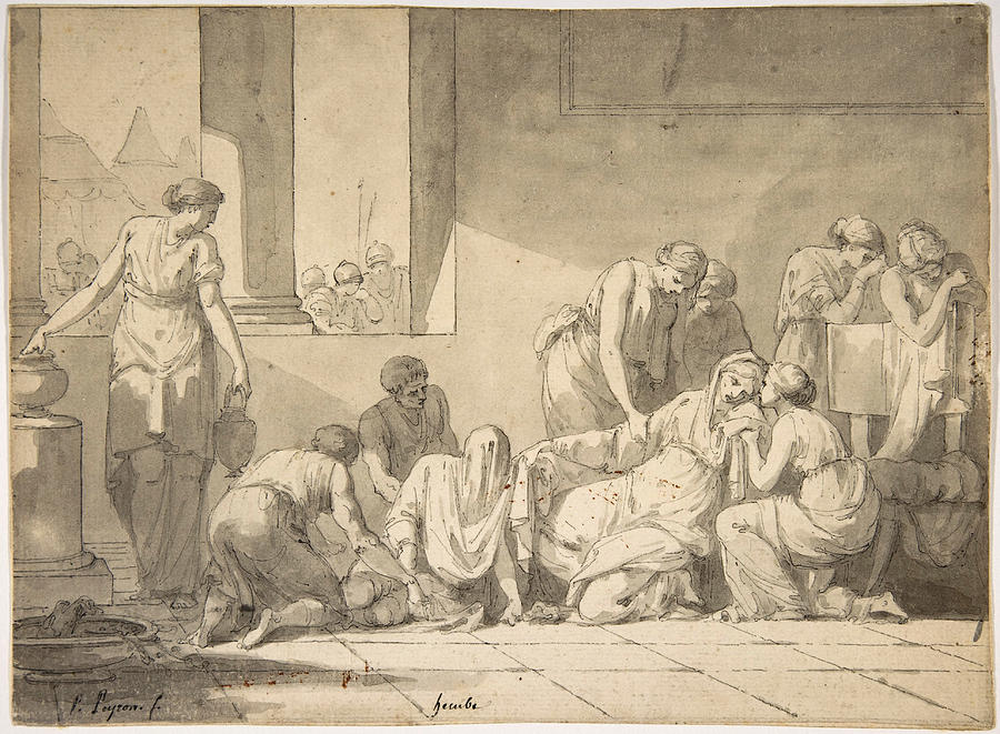 Despair of Hecuba Drawing by Jean-Francois-Pierre Peyron