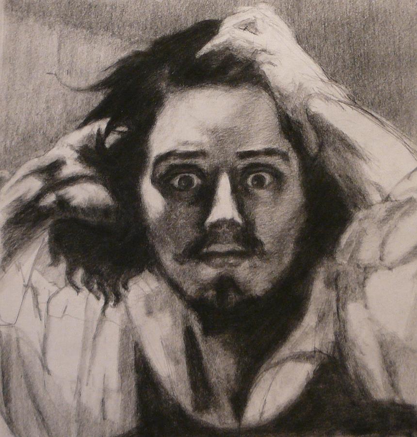 Man Drawing - Desperate Man after Courbet self portrait by Irena Jablonski