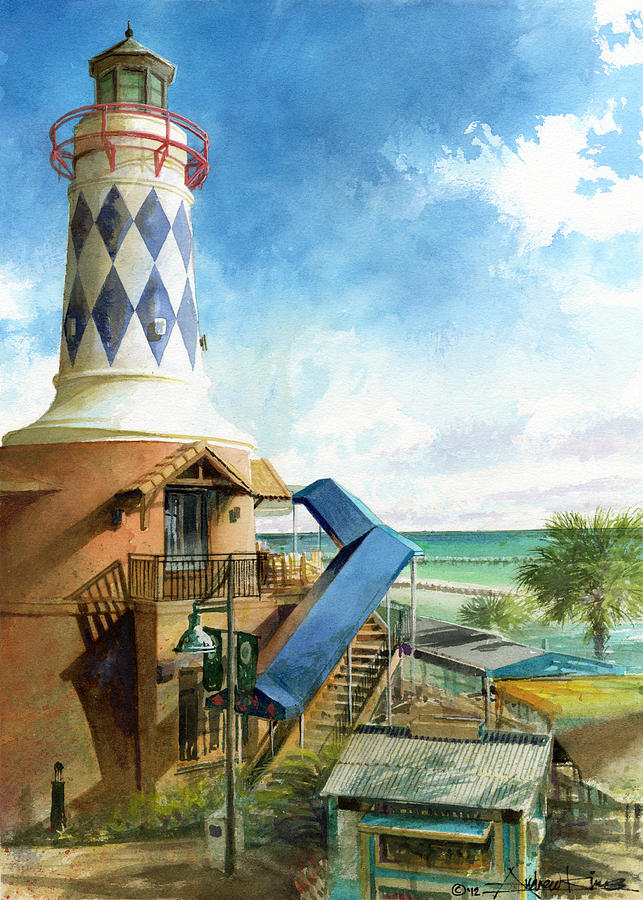 Lighthouse Painting - Destin Lighthouse by Andrew King