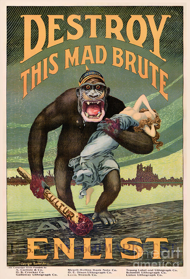 Vintage Digital Art - Destroy This Mad Brute - Restored Vintage Poster by Vintage Treasure