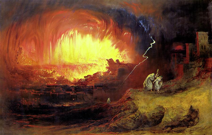 Destruction Of Sodom And Gomorah Painting by Troy Caperton