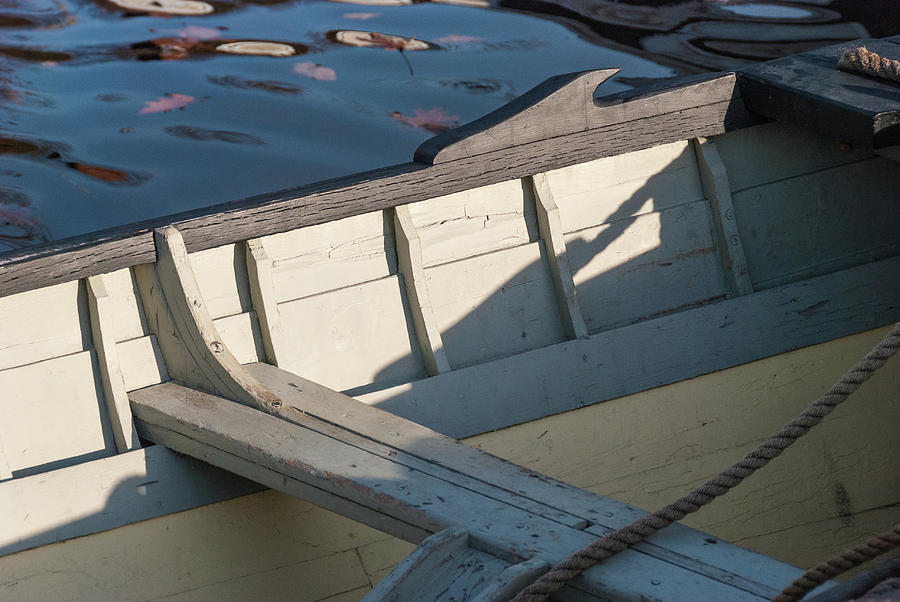 Detail - Bench Seat and Ribs of Wooden Workboat Autumn Photograph by Mark Roger Bailey