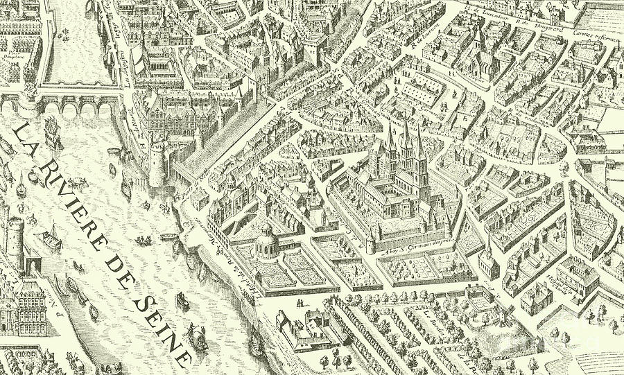 Map Drawing - Detail of a Vintage Map of Paris by French School