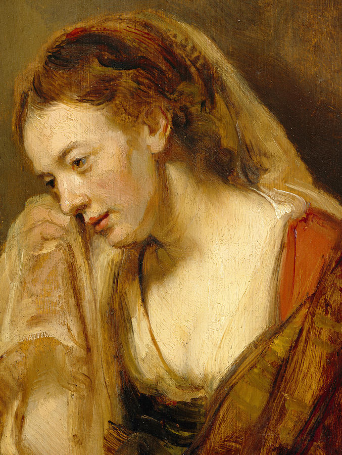Detail of A Weeping Woman Painting by Rembrandt