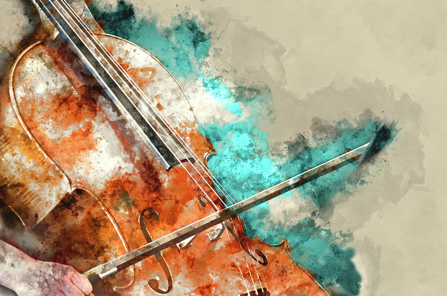 Detail Of A Woman Playing Cello Art Painting Artprint Digital Art